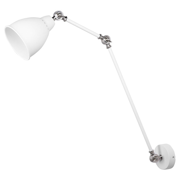 Sandhurst Swing Arm Sconce, White/Silver
