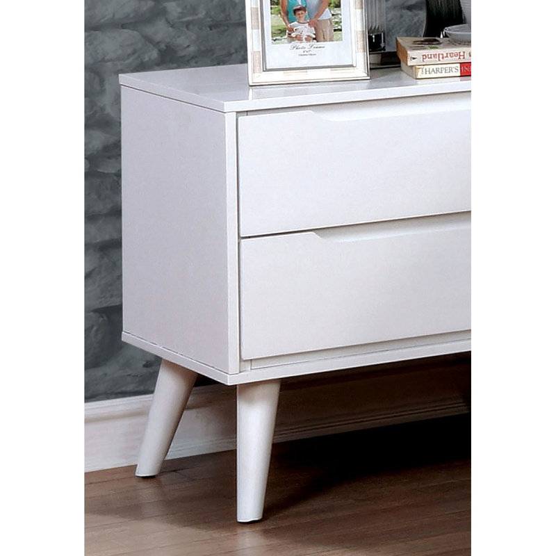 Table de chevet de style Mid-Century moderne de couleur blanche 1pc
