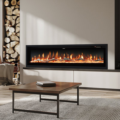 Ketilfrith Electric Fireplace with Remote Included, 12 Flame Colours, and 1800W