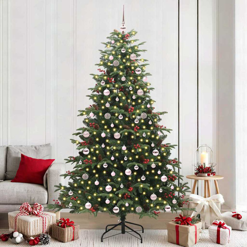 Artificial Christmas Tree with LEDs with Stand Green, 7.87 ft