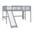 Solid Wood Floor Loft Bed With Slide And Ladder-703661508