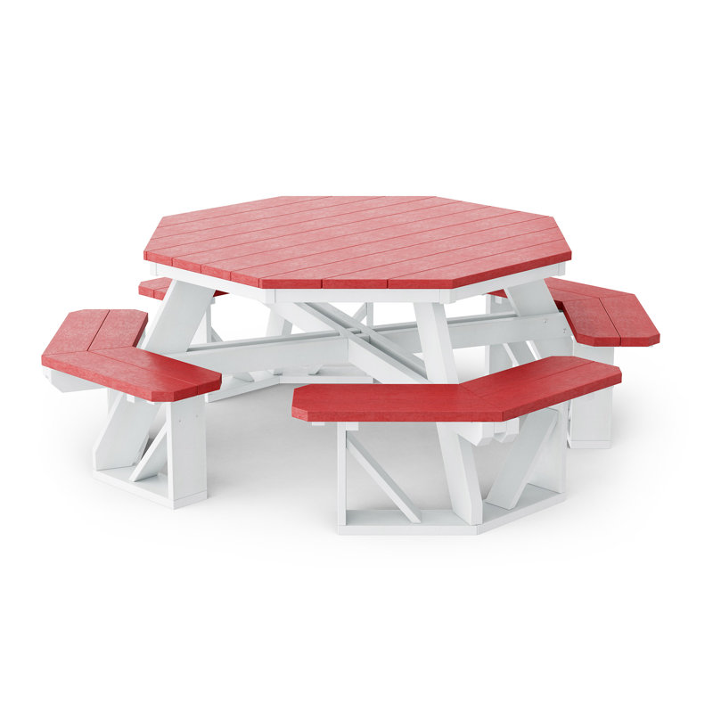 Table de pique-nique Heritage Octagon, Rouge cardinal / blanc