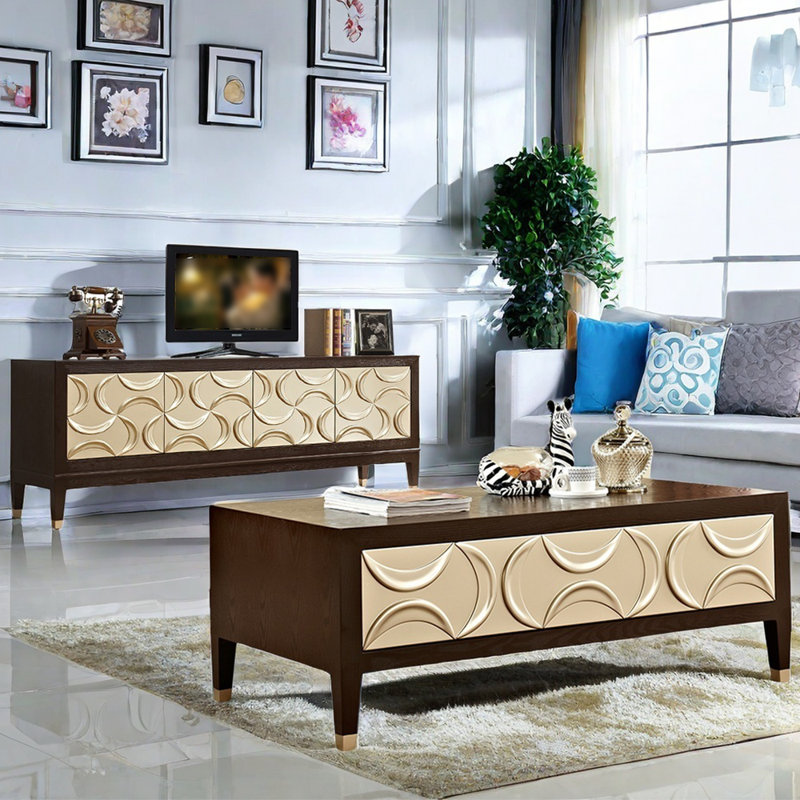 Meuble télé de style européen jumelé à une table basse