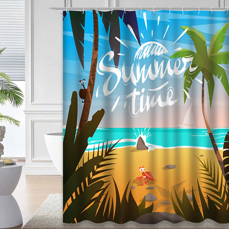 Rideau de douche Summertime Beach Sea Plants, L 72 po x l 84 po