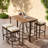 5-piece Outdoor Dining Table Sets Included 1 Foldable Table And Four Stools With Cushions