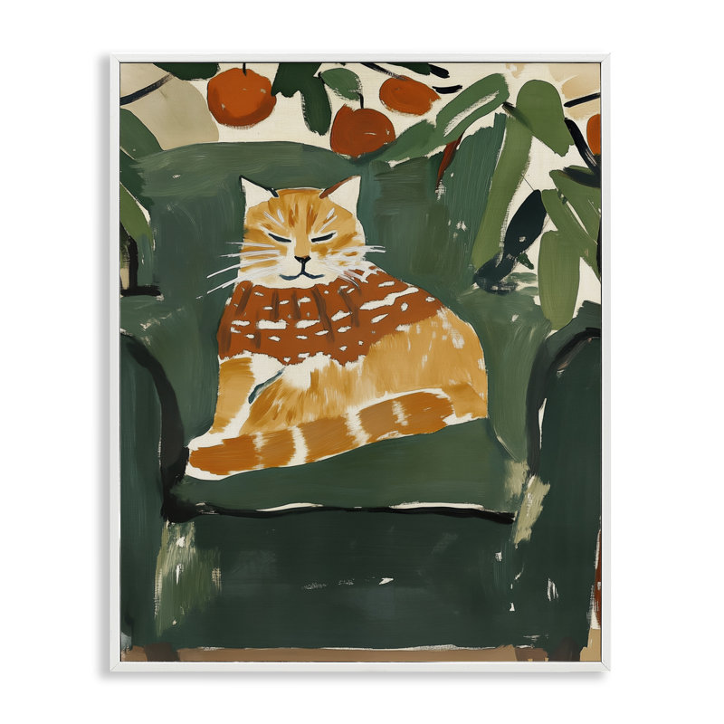 Chill Tabby avec fruits, estampe numérique, conception par Annabelle Hall, H 14 po x l 11 po