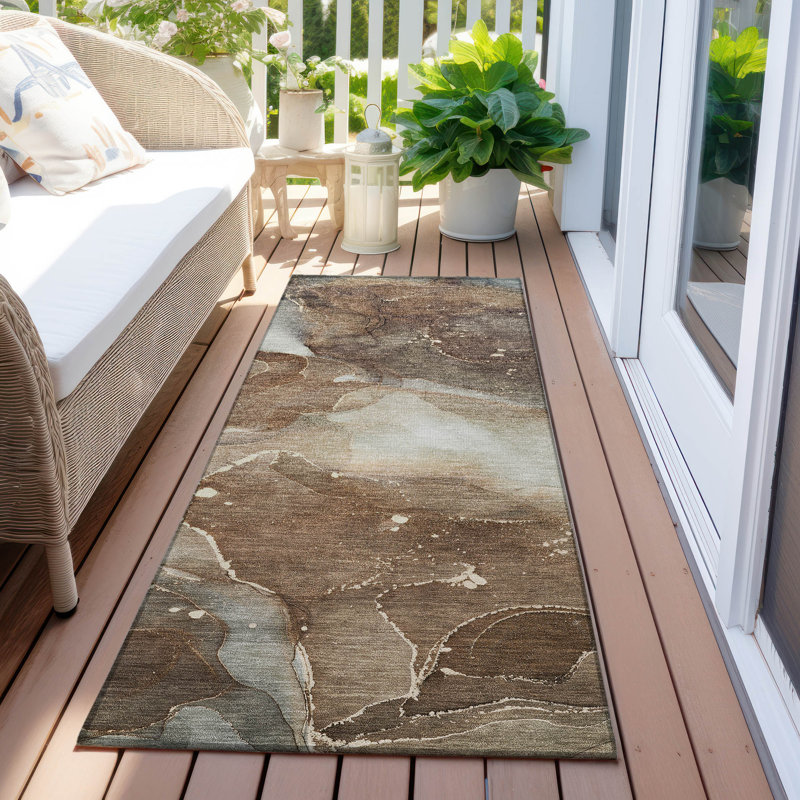 Berwin Washable Abstract Indoor / Outdoor Rug, Runner 2'3" x 7'6"
