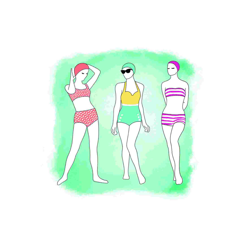 Filles de style rétro, H 20 po x l 20 po