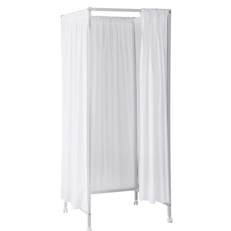 Cloison de vestiaire avec roues Dian Don't Look at Me, Cadre blanc / tissu et roulettes blanc campagnard