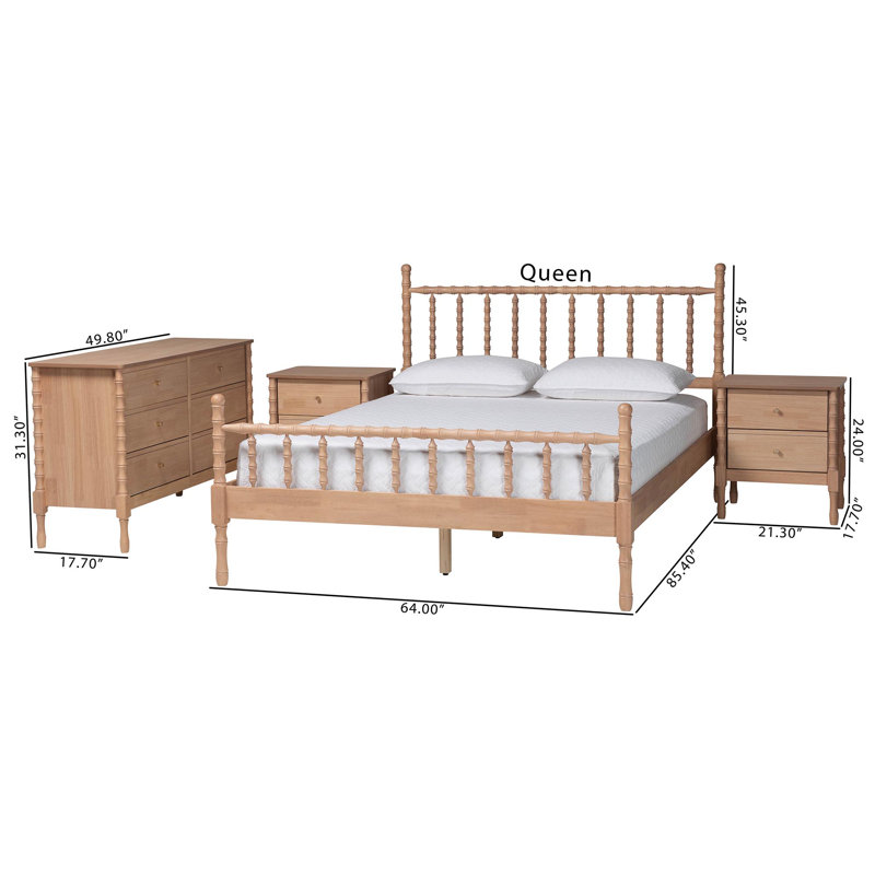 Ensemble de chambre à coucher de style bambou 4 pièces Baxton Studio Laurent