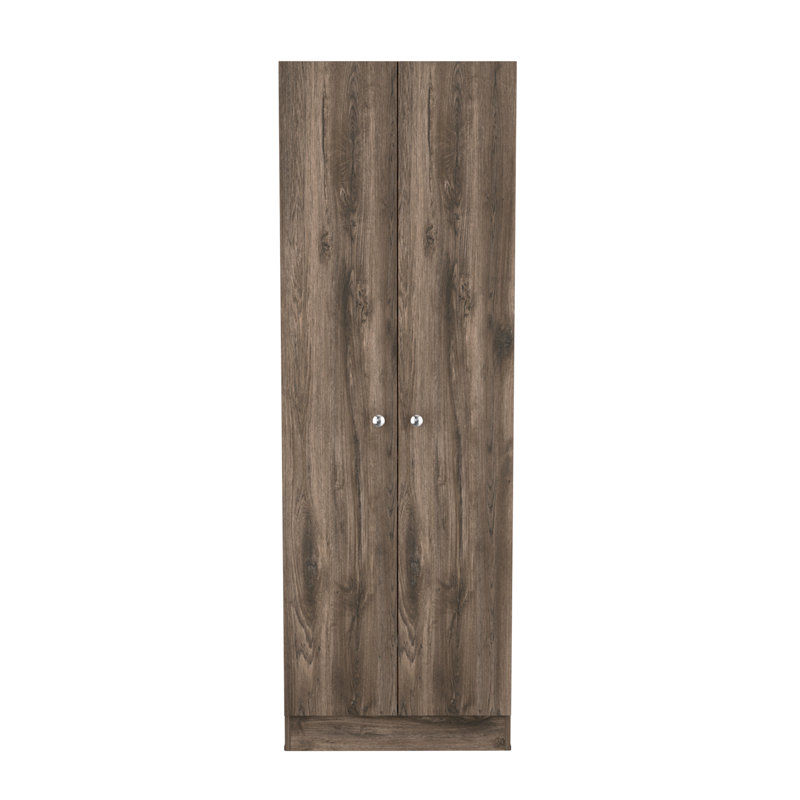 Armoire de rangement à deux portes Virginia, cinq tablettes, Marron clair