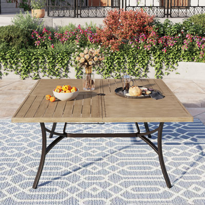 Square Outdoor Dining Table With Umbrella Hole , 60.1'' in. W 60.1'' in. D
