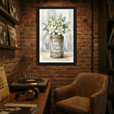 Arrangement floral de plantes et fleurs dans une boîte rustique avec texte