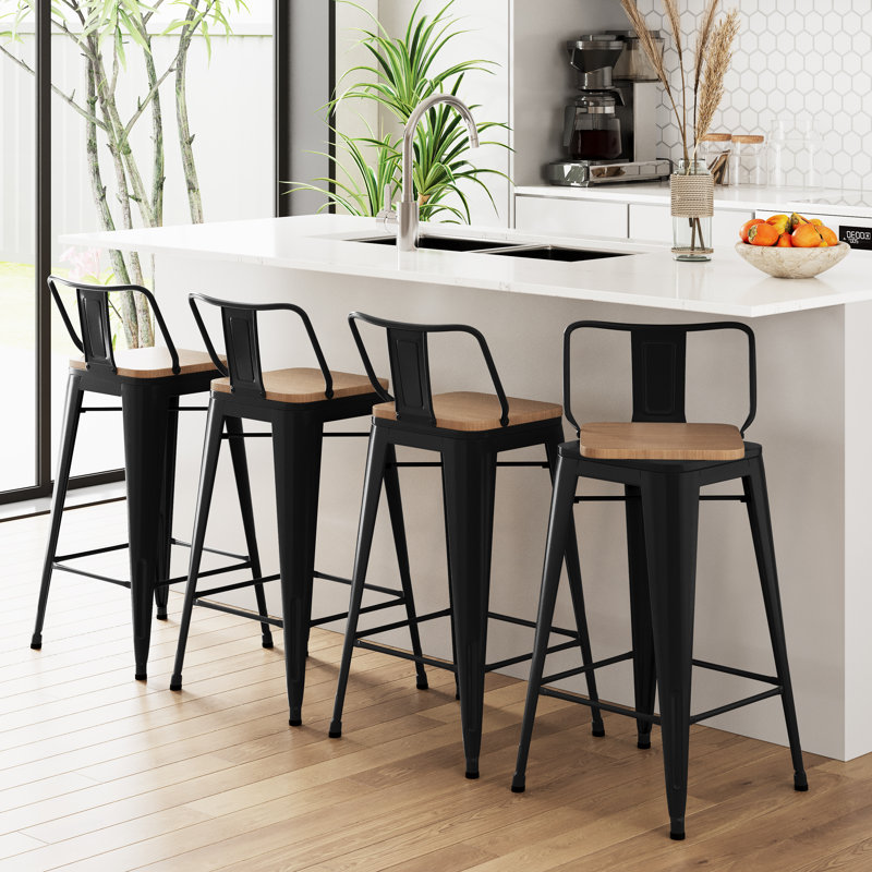 Ensemble de 4 tabourets de bar et de comptoir pivotants Tauber, Tabouret de comptoir (siège d’une hauteur de 24