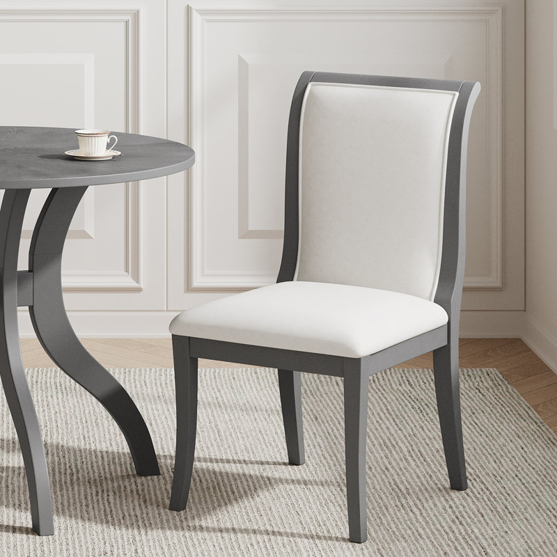 Dining Chairs - Traditional ELegant Side Chairs with Curved Lines, Gray