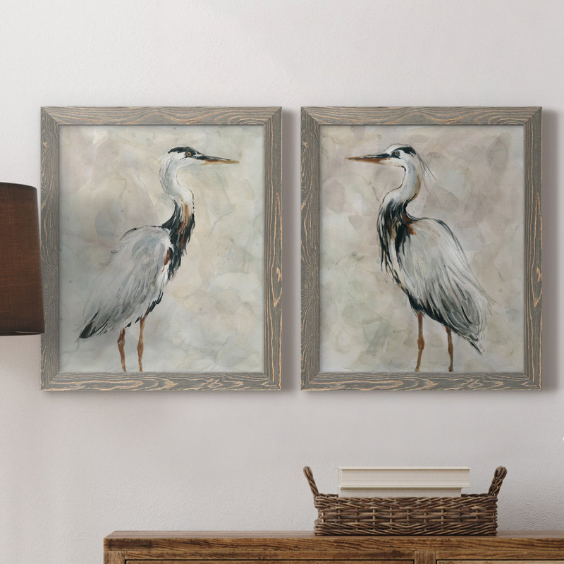 Crane at Dusk I - ensemble de 2 reproductions, H 24 po x l 36 po, Toile encadrée, Gris