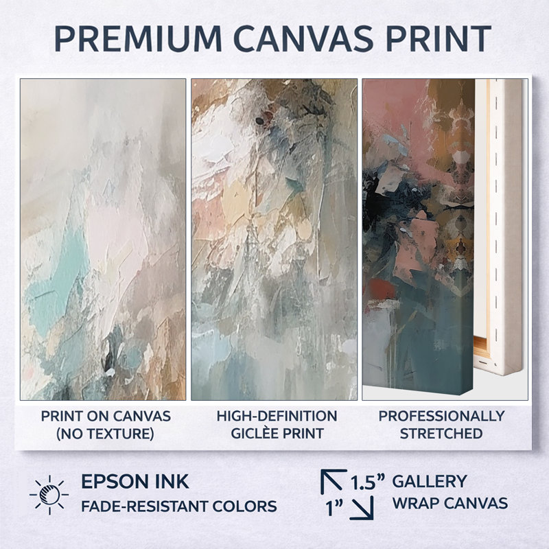 "Brushstroke", peinture abstraite I, H 16 po x l 32 po, Toile tendue, Sans cadre