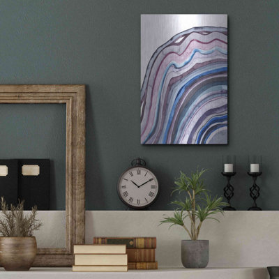 «Amethyst Agate I» par Grace Popp, art mural en métal, 12 po x 16 po