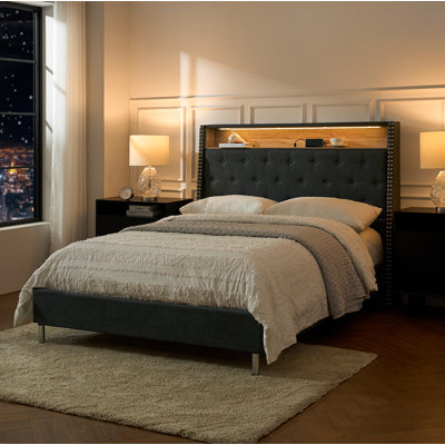 Daigon Bed  With LED Lights And Charging Station