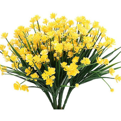 Kbndieu Artificial Fake Flowers for Home Decor 8 Bundles Artificial Outdoor Flowers Fake Flowers Green Shrubs Garden Porch Outdoor Artificial Flowers Decorate