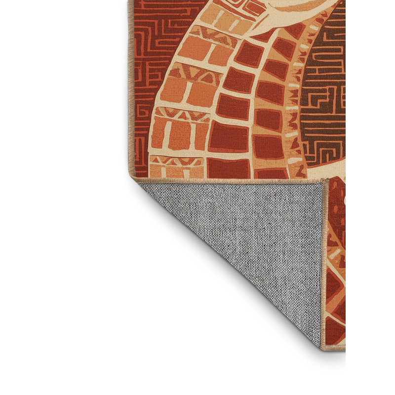 Machine Washable Palvinder Global Inspired Block Print Rug in Brown – LightBrown Binding, 6 x 9