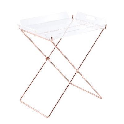 Modern Clear Tray Table With Base For Living Room And Copper Portable Design