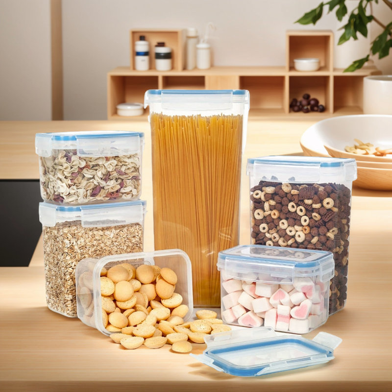 Contenants de rangement pour aliments empilables et étanches de Daleah, Transparent/bleu