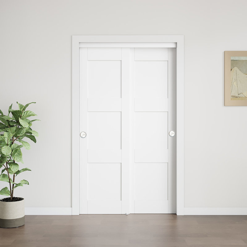 Portes en bois manufacturé de 80 po avec trousse de quincaillerie d'installation et poignées préinstallées (nécessite un assemblage)
