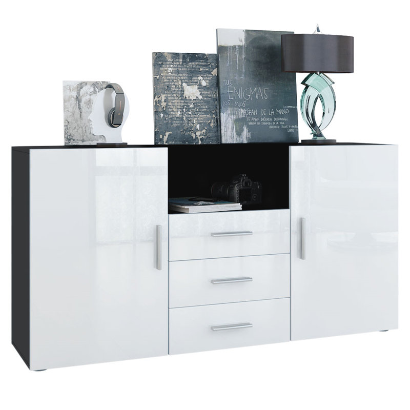 Sideboard Mccrary, Black (Matt)/White (Glossy)