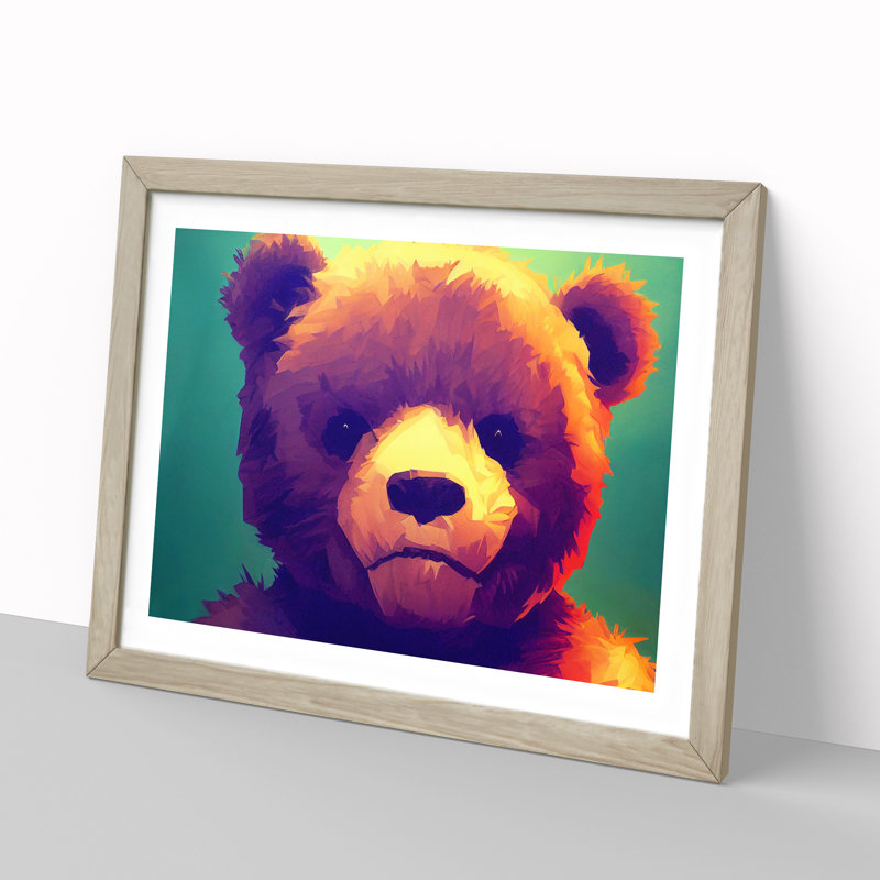 Teddy Bear - Single Picture Frame Print, 34cm H x 46cm W, Beige