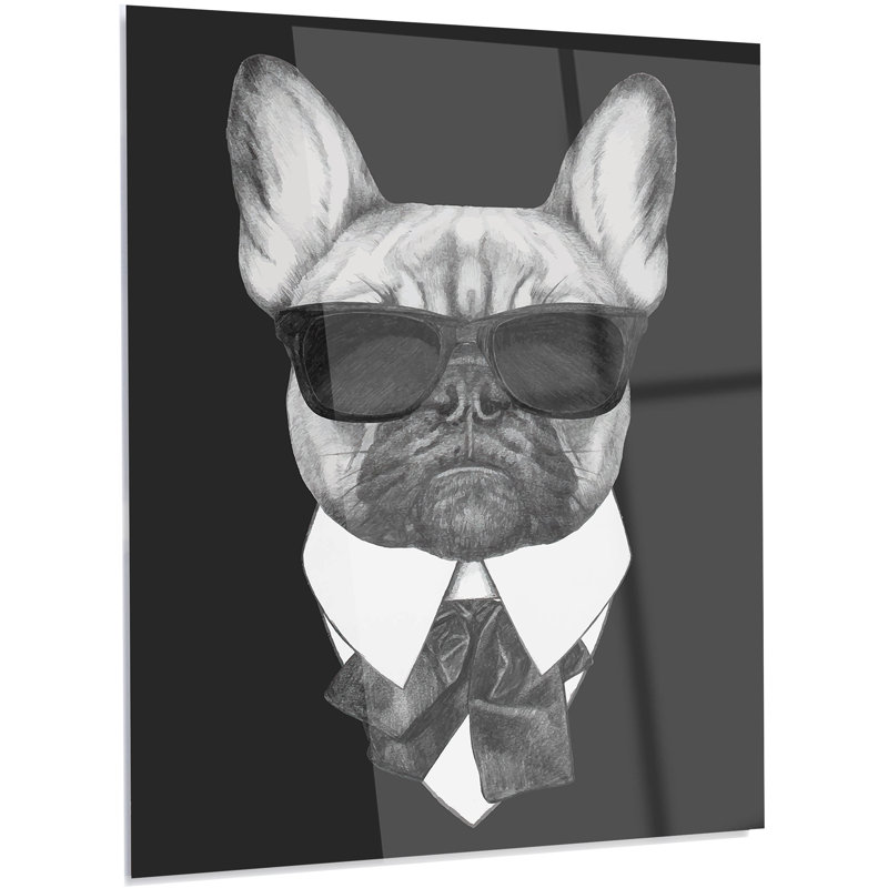 « french bouledogue mode portrait », impression sur métal, H 28 po x l 12 po x P 1 po