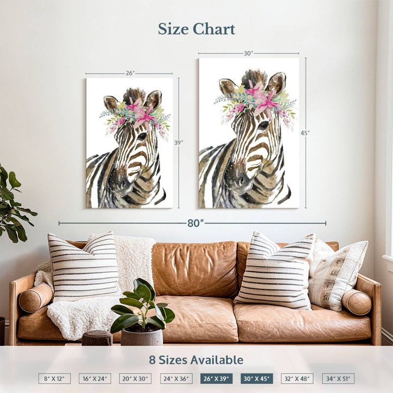 Brampt Crowned Zebra, 39" H x 26" W