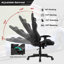 Fauteuil de jeu de massage inclinable et pivotant avec support lombaire, gris-141198116-141198117