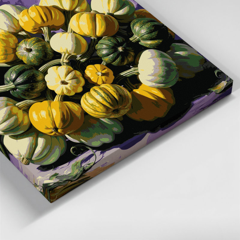 Légumes, art mural sur toile, Pattypan, H 16 po x l 16 po