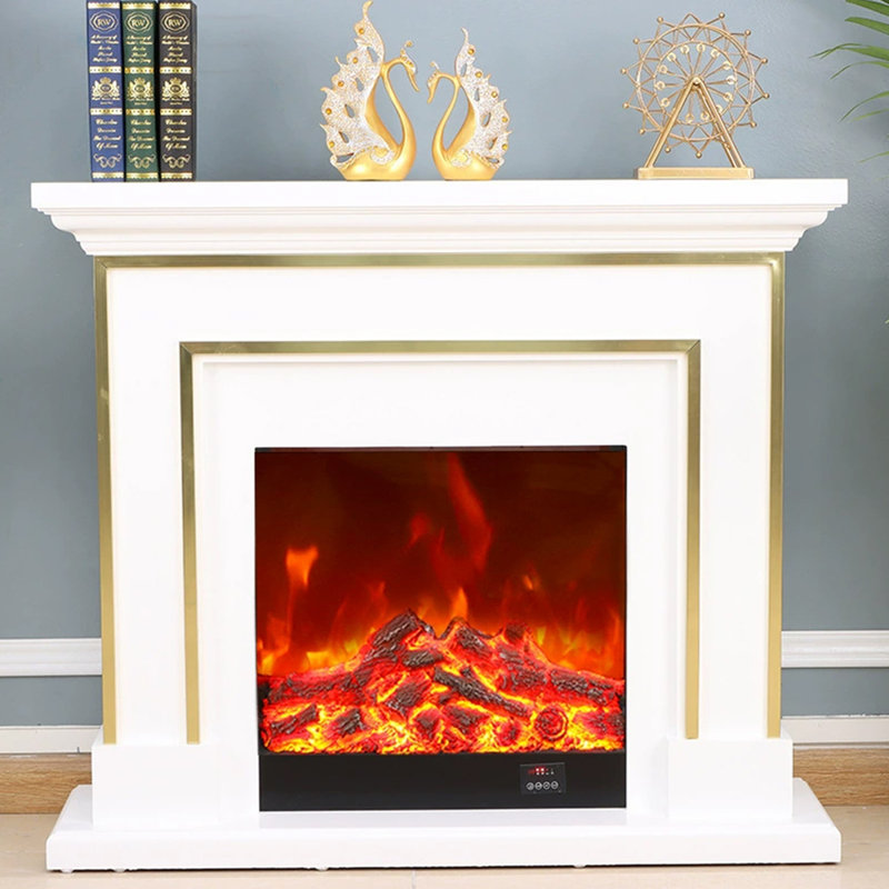 White Manufactured Wood Electric Fireplace
