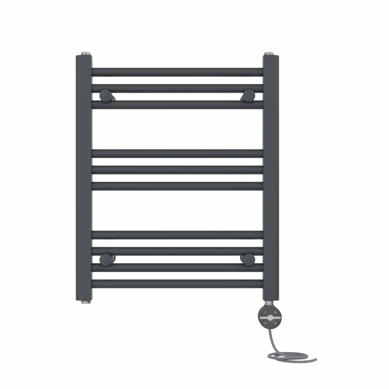Didama Straight Towel Rail Heated Towel Rails, 60cm H x 50cm W x 3cm D, Anthracite