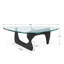 Triangle Glass Coffee Table with Wooden Base Clear Glass Top Mid-Century Abstract Glass Table-739920193