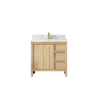 Chêne blanc Elizabeth X P 22 po De meuble-lavabo central D Calacatta Poanazzo Quartz