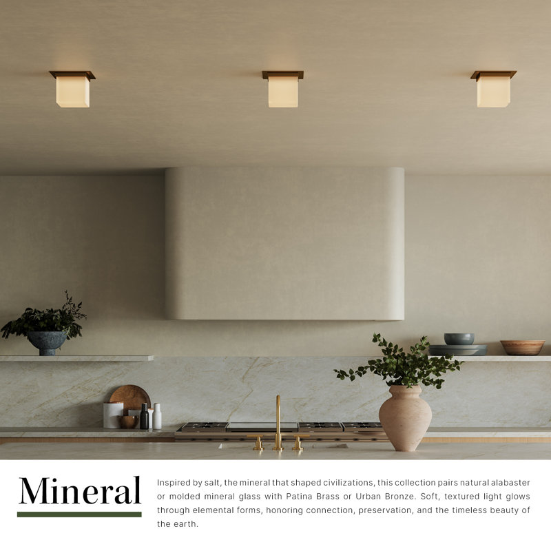 Mineral 11-in Brass Flush Mount, Opal Glass, Brass