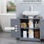 Armoire de salle de bain sous le lavabo avec 2 portes et tablette, meuble-lavabo à piédestal, gris-126590444