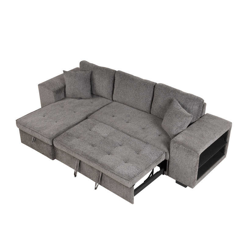 Canapé modulaire réversible en L 104,5 po à 3 places modulaires, Lin Knox gris anthracite