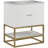 Kleier 30" Genuine Marble Top, Steel And Glass Base Vanity-83630222