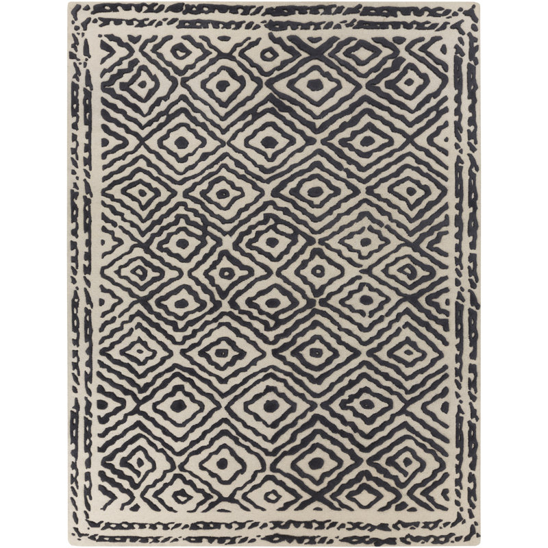 Tapis noir / brun clair en laine tissé à la main Sala, Rectangle 2 pi x 3 pi
