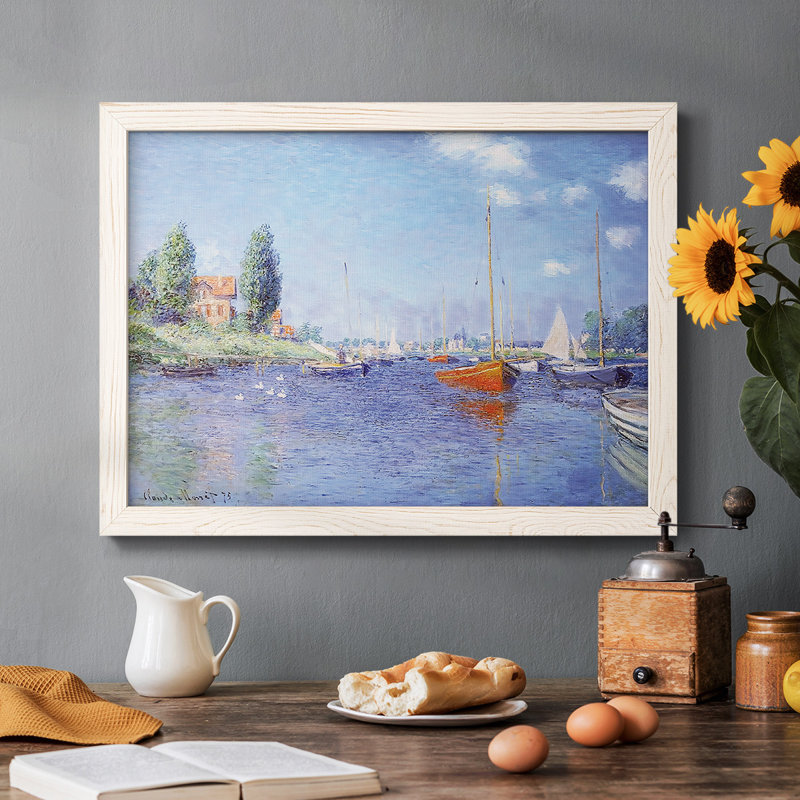 Argenteuil. Yacht, 1875 03, reproduction d'art encadrée sur toile par Claude Monet, Blanc, H 18 po x l 26 po x P 1,5 po