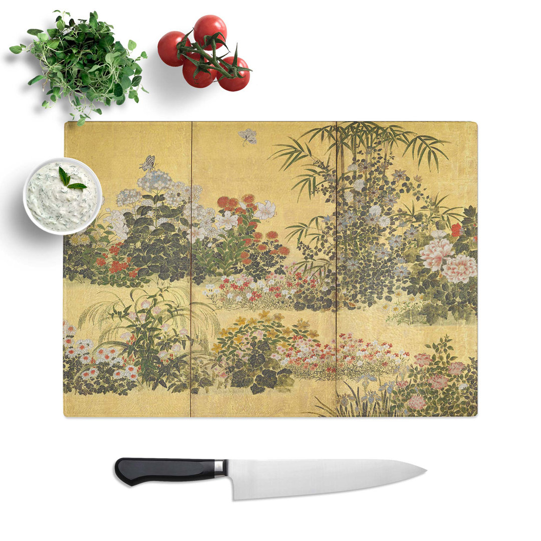 Glass Flowers & Butterflies by Tawaraya Sotatsu Chopping Board