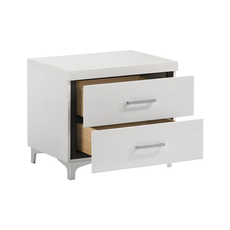 Table de chevet 2 tiroirs blanche Dariany
