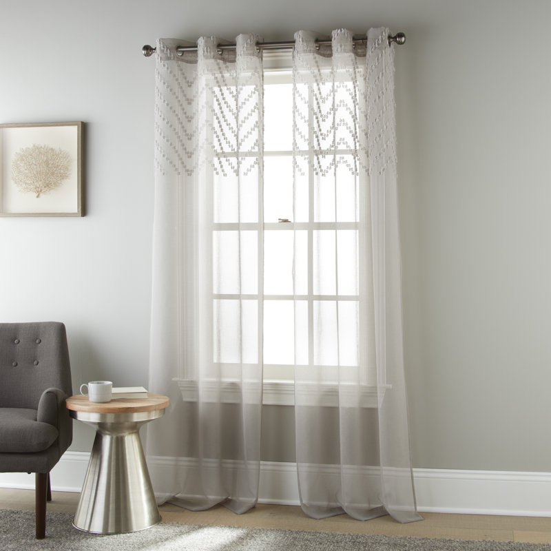 Paire de rideaux transparents avec œillets Quinlen, gris