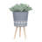 S/2 10/12" DIAMOND PLANTER W/ WOOD LEGS, GRAY (KD)