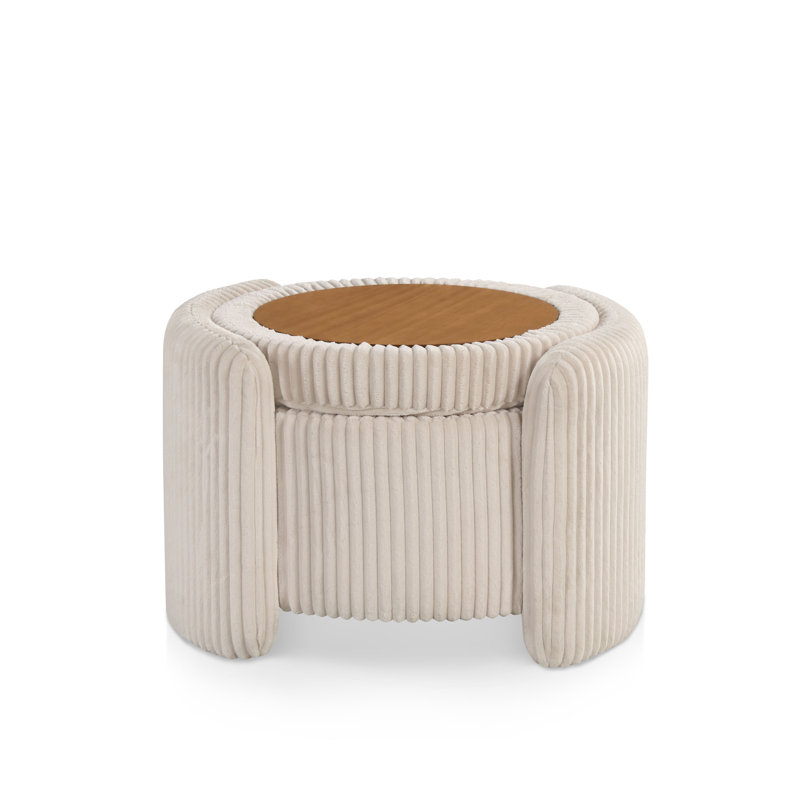 Bessler Barcomb Ottoman With Hidden Storage And Tray Top, Beige Pink