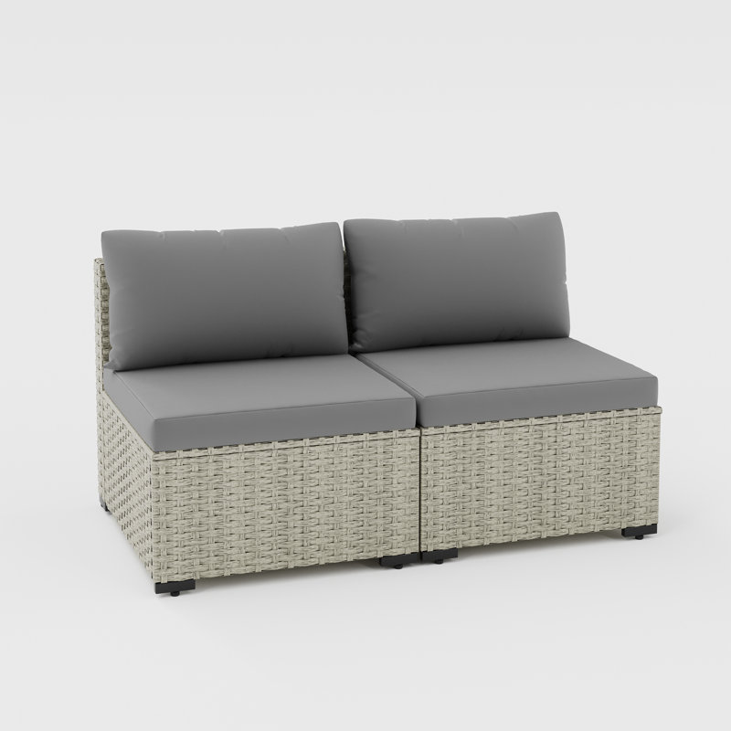 Ensemble de 2 chaises d'extérieur en osier Demasi, Gris foncé